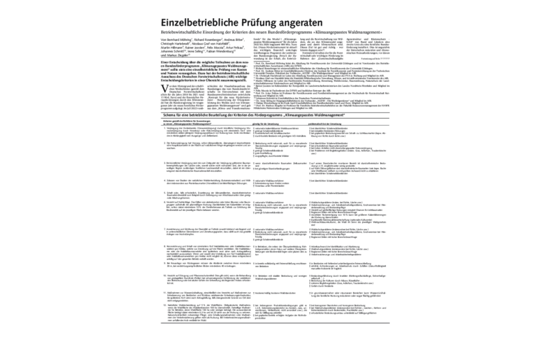 Entscheidungshilfe Klimaangepasstes Waldmanagement